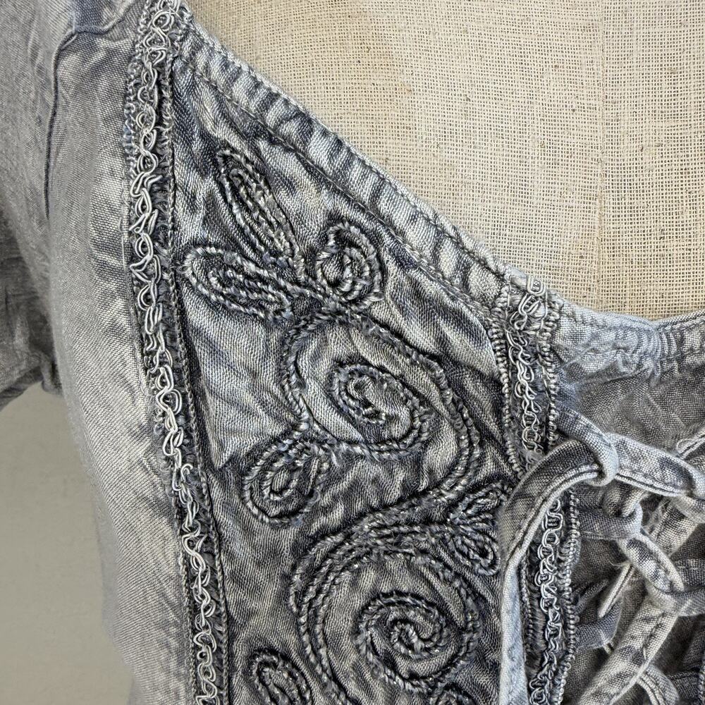 Advance Apparels Gray Cottagecore Fairy Renaissance Boho Dress Size S/M - Picture 7 of 13